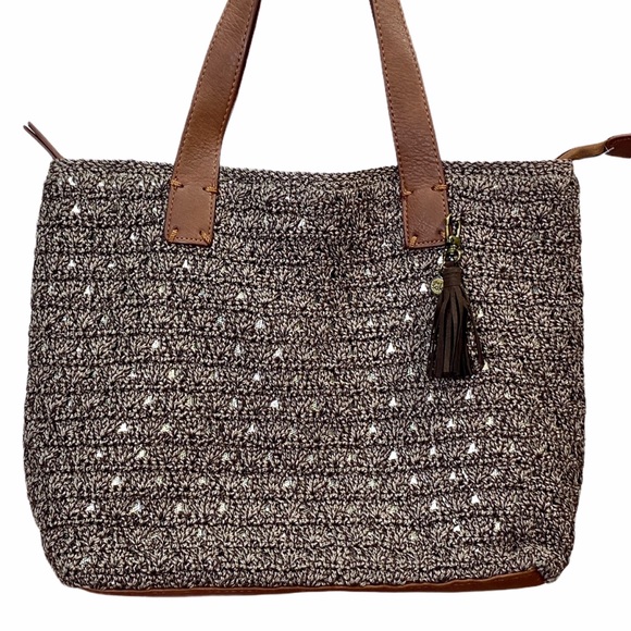 The Sak Handbags - The SAK Tan Macrame Satchel Tote Bag Purse EUC